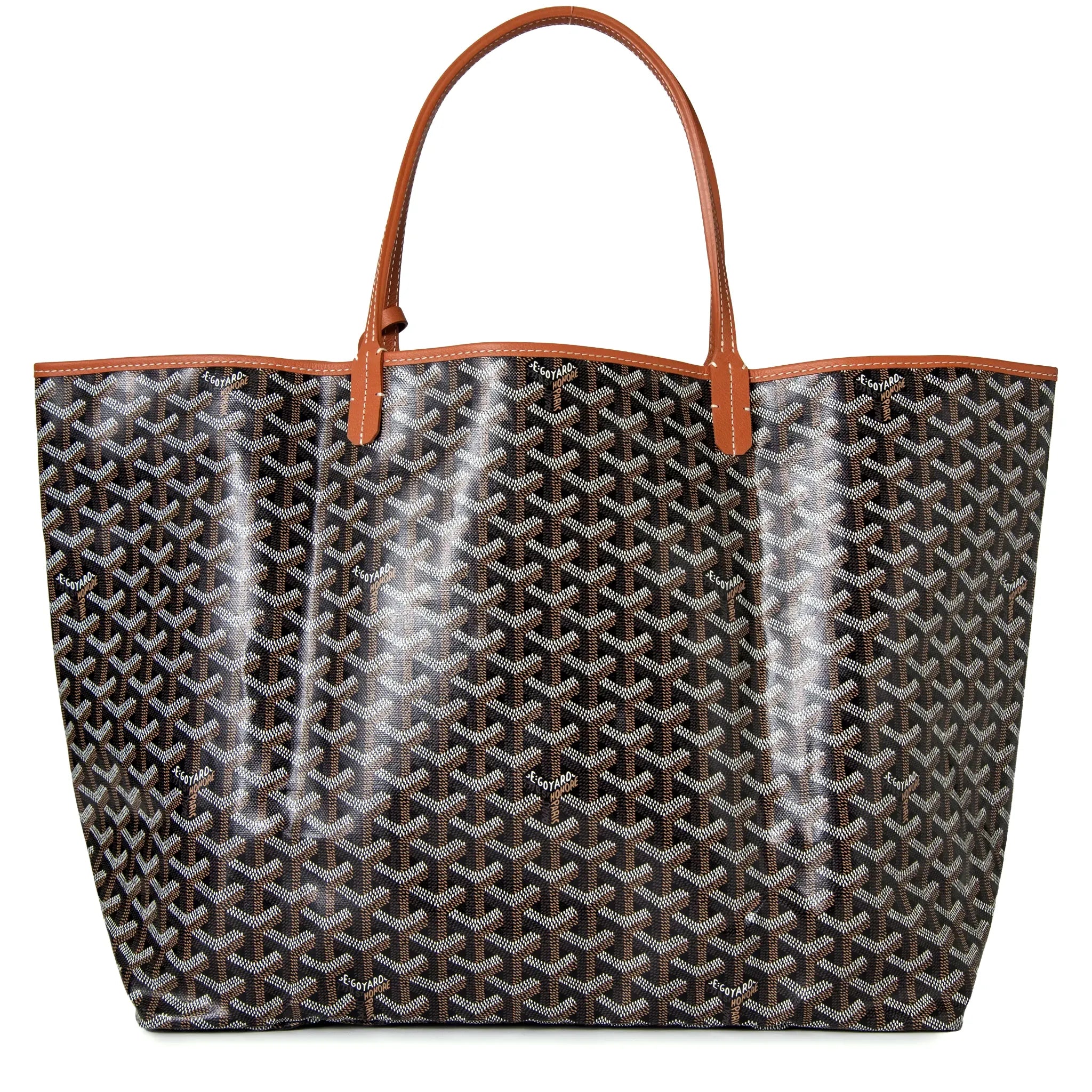 Back View of Goyard Saint Louis GM Tote Bag Black Tan STLOUIGMLTY01CL03P